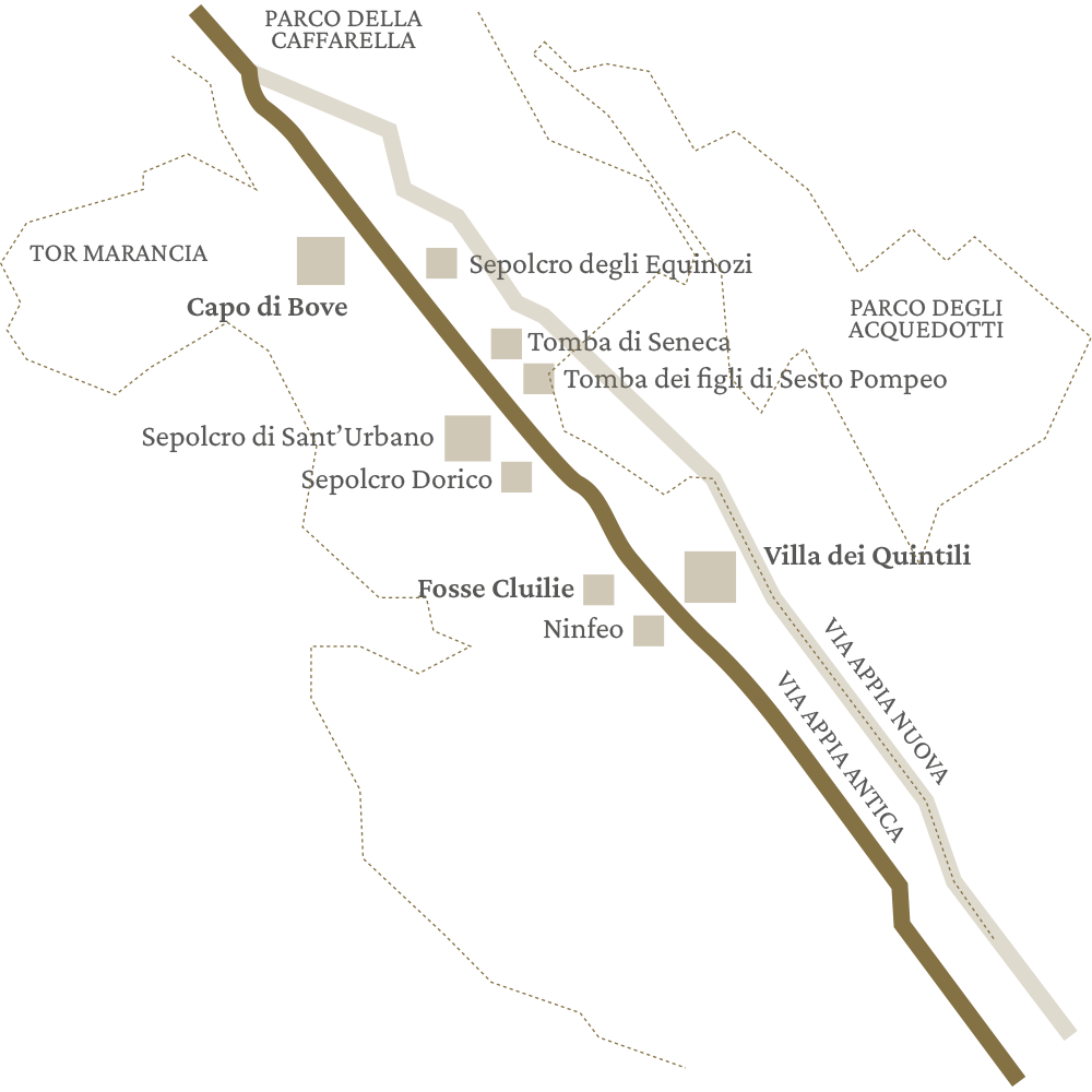 mappa Via Appia Antica dal III al V miglio