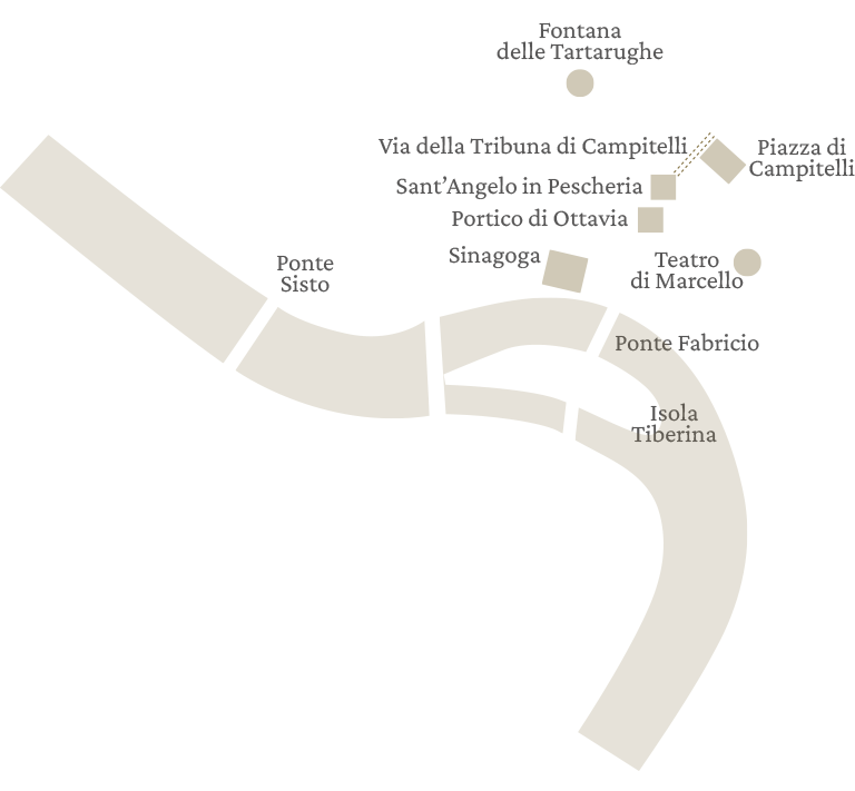 Mappa del tour del Ghetto e Isola Tiberina